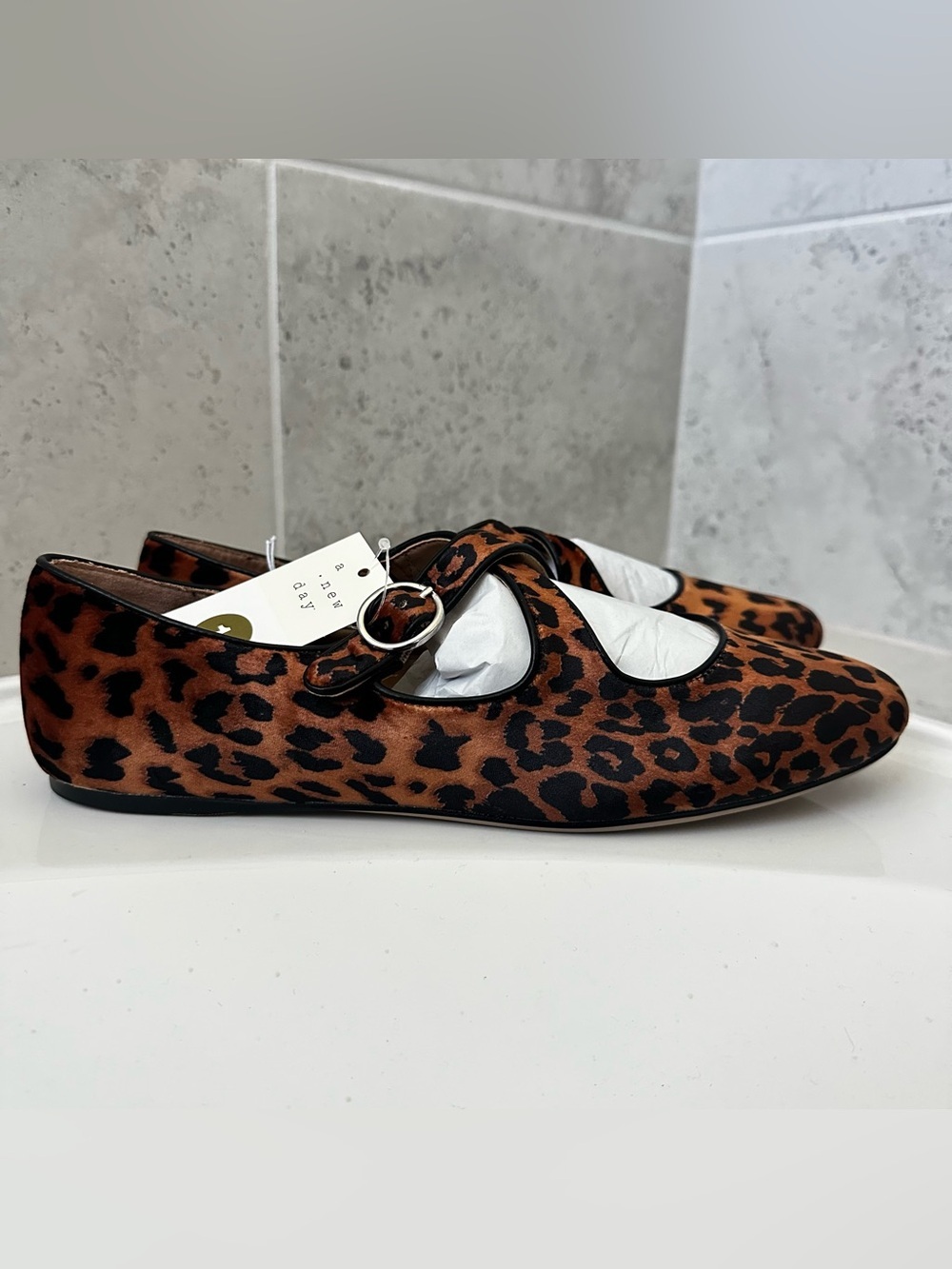 A New Day Women’s Leopard Print Mary Jane Flats Size 11